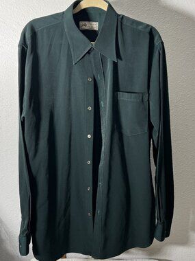 AQ Custom Tailor in Osan Deep Green Long-Sleeve Button-Up SZ XL